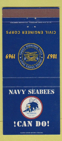 Matchbook Cover - US Navy Seabees 1969 Civil Engineer Corps 30 Strike
