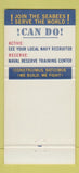 Matchbook Cover - US Navy Seabees 1969 Civil Engineer Corps 30 Strike
