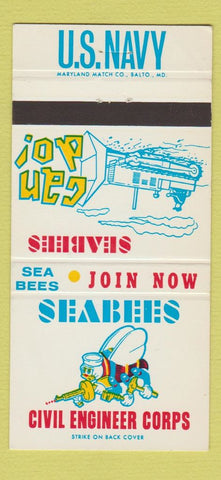 Matchbook Cover - US Navy Seabees Engineer Corps Recruiting  30 Strike