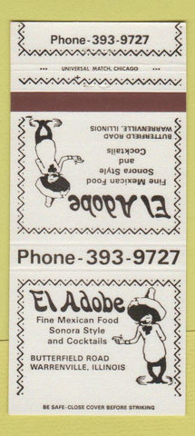 Matchbook Cover - El Adobe Mexican Warrenville IL 30 Strike