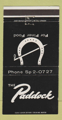 Matchbook Cover - Paddock Restaurant Canada WEAR 30 Strike