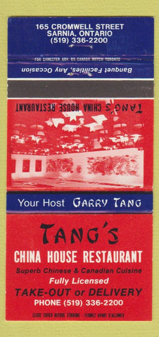 Matchbook Cover - Tang's Chinese Restaurant Sarnia ON 30 Strike
