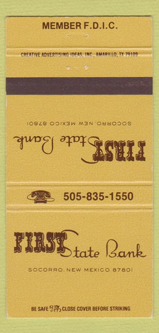 Matchbook Cover - First State Bank Socorro NM 30 Strike
