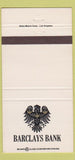 Matchbook Cover - Barclays Bank CA 30 Strike