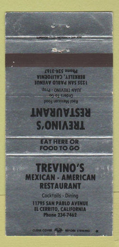 Matchbook Cover - Trevino's Mexican El Cerrito CA Berkeley WEAR 30 Strike