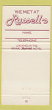 Matchbook Cover - Russell's Irvine CA Marriott Hotel 30 Strike