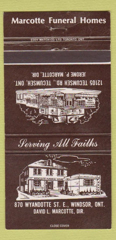 Matchbook Cover - Marcotte Funeral Home Windsor ON 30 Strike