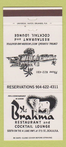 Matchbook Cover - Brahma Restaurant Cocktail Lounge Ocala FL 30 Strike