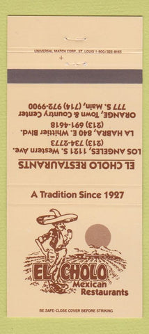 Matchbook Cover - El Cholo Mexican Orange La Habra Los Angeles CA 30 Strike