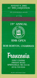 Matchbook Cover - Franconia Golf Springfield MA RMS 2005 30 Strike