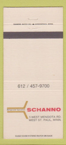 Matchbook Cover - Schanno Refrigeration West ST Paul MN 30 Strike