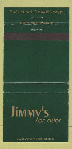 Matchbook Cover - Jimmy's on Astor Milwaukee WI 30 Strike
