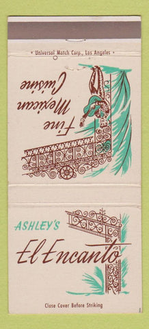 Matchbook Cover - Ashley's El Encantro Mexican Long Beach CA 30 Strike