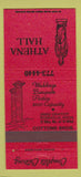 Matchbook Cover - Athena Hall girlie Roseville MI 30 Strike