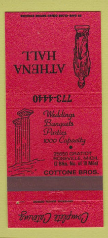 Matchbook Cover - Athena Hall girlie Roseville MI 30 Strike