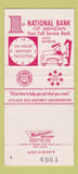 Matchbook Cover - 1st National Bank Mandan ND WEAR 30 Strike