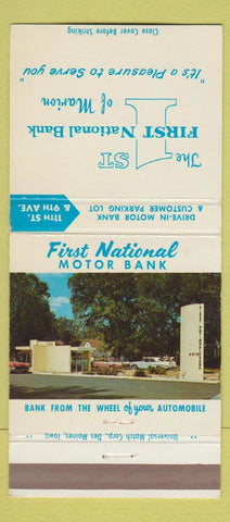 Matchbook Cover - 1st National Bank Marion IA 30 Strike