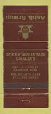 Matchbook Cover - Ashk Group Rocky Mountain Chalets Canmore AB WEAR 30 Strike