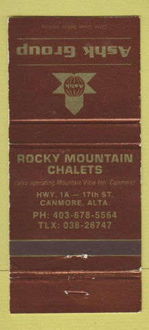 Matchbook Cover - Ashk Group Rocky Mountain Chalets Canmore AB WEAR 30 Strike