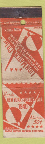 Matchbook Cover - 1940 New York World's Fair Lion Match POOR