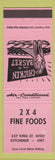 Matchbook Cover - 2x4 Fine Foods Chicken Kitchener ON