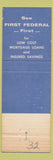 Matchbook Cover - 1st Federal Savings Stevens Point WI