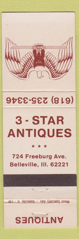 Matchbook Cover - 3 Star Antiques Belleville IL
