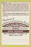 Matchbook Cover - Artcraft Tools Dies Jigs Los Angeles CA airplanes 40 Strike