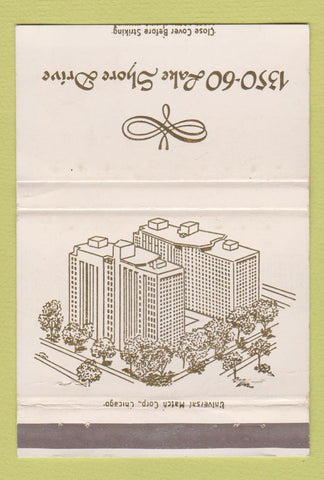 Matchbook Cover - 1350 Lake Shore Drive Chicago WORN 40 Strike