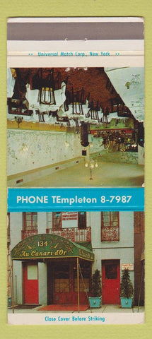 Matchbook Cover - Au Canari D'Or New York City 30 Strike