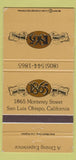 Matchbook Cover - 1965 Restaurant San Luis Obispo CA 30 Strike