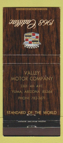 Matchbook Cover - 1968 Cadillac Valley Motors Yuma AZ 30 Strike