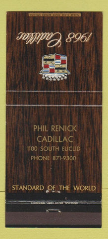 Matchbook Cover - 1968 Cadillac Phil Renick Cleveland OH? 30 Strike