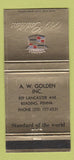 Matchbook Cover - 1969 Cadillac AW Golden Reading PA 30 Strike