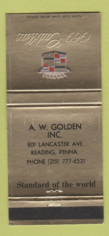 Matchbook Cover - 1969 Cadillac AW Golden Reading PA 30 Strike