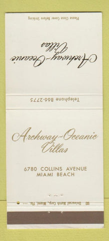 Matchbook Cover - Archway Oceanic Villas Miami Beach FL 30 Strike