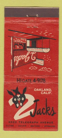 Matchbook Cover - 2 Jacks Oakland CA CREASE 21 Strike Feature