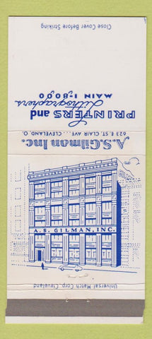 Matchbook Cover - AS Gilman Printers Lithographers Cleveland OH 30 Strike