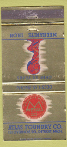 Matchbook Cover - Atlas Foundry Detroit MI WORN 30 Strike