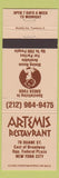 Matchbook Cover - Artemis Restaurant New York City girlie