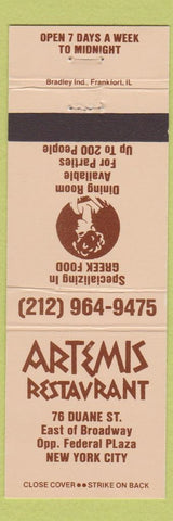 Matchbook Cover - Artemis Restaurant New York City girlie