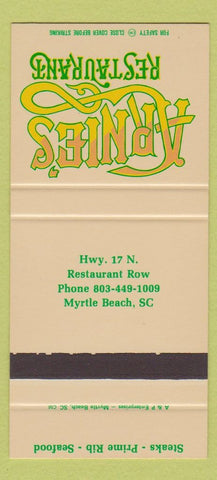 Matchbook Cover - Arnie's Restaurant Myrtle Beach SC SAMPLE 30 Strike