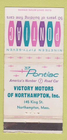 Matchbook Cover - 1957 Pontiac Northampton MA WORN 30 Strike