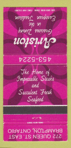 Matchbook Cover - Ariston Restaurant Brampton ON 30 Strike
