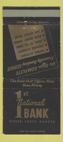 Matchbook Cover - 1st National Bank Pierre SD WEAR 30 Strike
