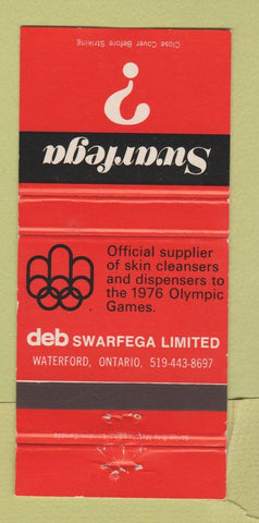 Matchbook Cover - 1976 Olympics Skin Cleansers Waterford ON 30 Strike