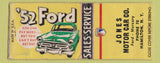 Matchbook Cover - 1952 Ford Jones Hamilton NY WORN BOBTAIL low phone #