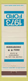 Matchbook Cover - 1973 Ford Middleboro MA
