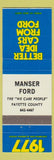 Matchbook Cover - 1977 Manser Ford Payette County ID