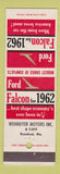 Matchbook Cover - 1962 Ford Falcon Wehmeyer Motors Rosebud MO cafe